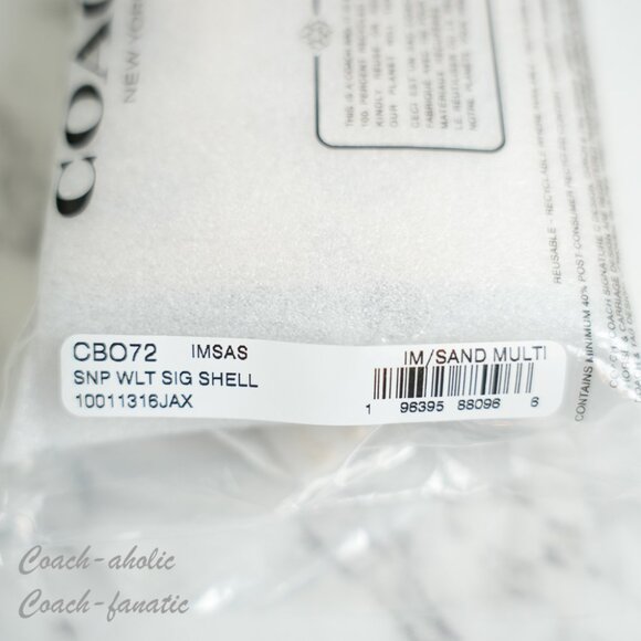 NWT Coach CBO72 Snap Wallet In Signature Canvas With Shell Print In Sand Multi - Picture 5 of 6